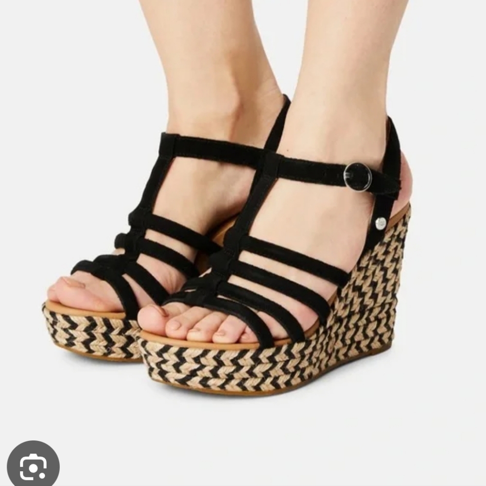 UGG Cressida Wedge Sandal. Size 8. Black Suede. New without Box. Never worn. - Picture 7 of 7